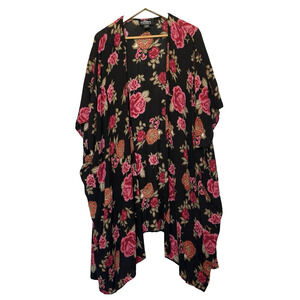 Angie Womens Floral Oversized Kimono Size L Resort‎ Beach Vacation Feminine Boho